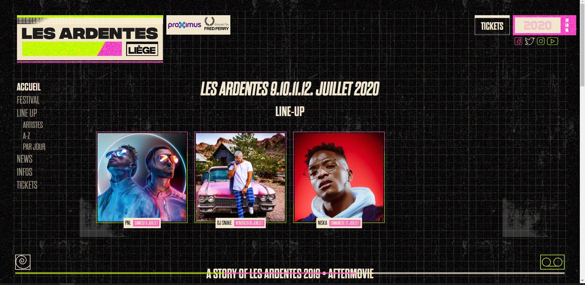 Screenshot du site du festival des Ardentes